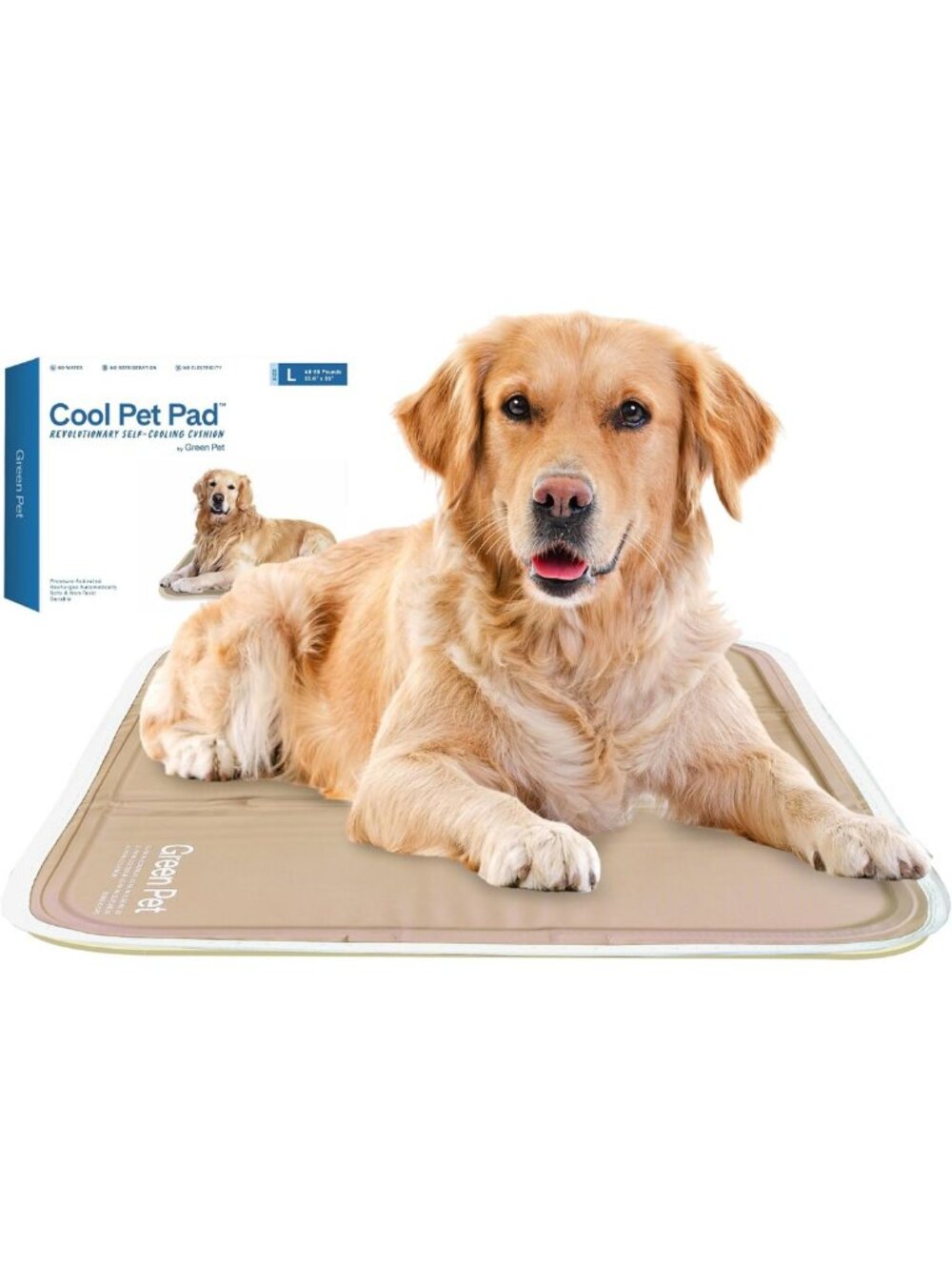 Large Self-Cooling Pet Mat for Dogs & Cats - Iced Latte, Non-Toxic, Pressure
